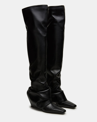 TATIANA Black Square Toe Cuffed Knee-High Women's Boot | Steve Madden