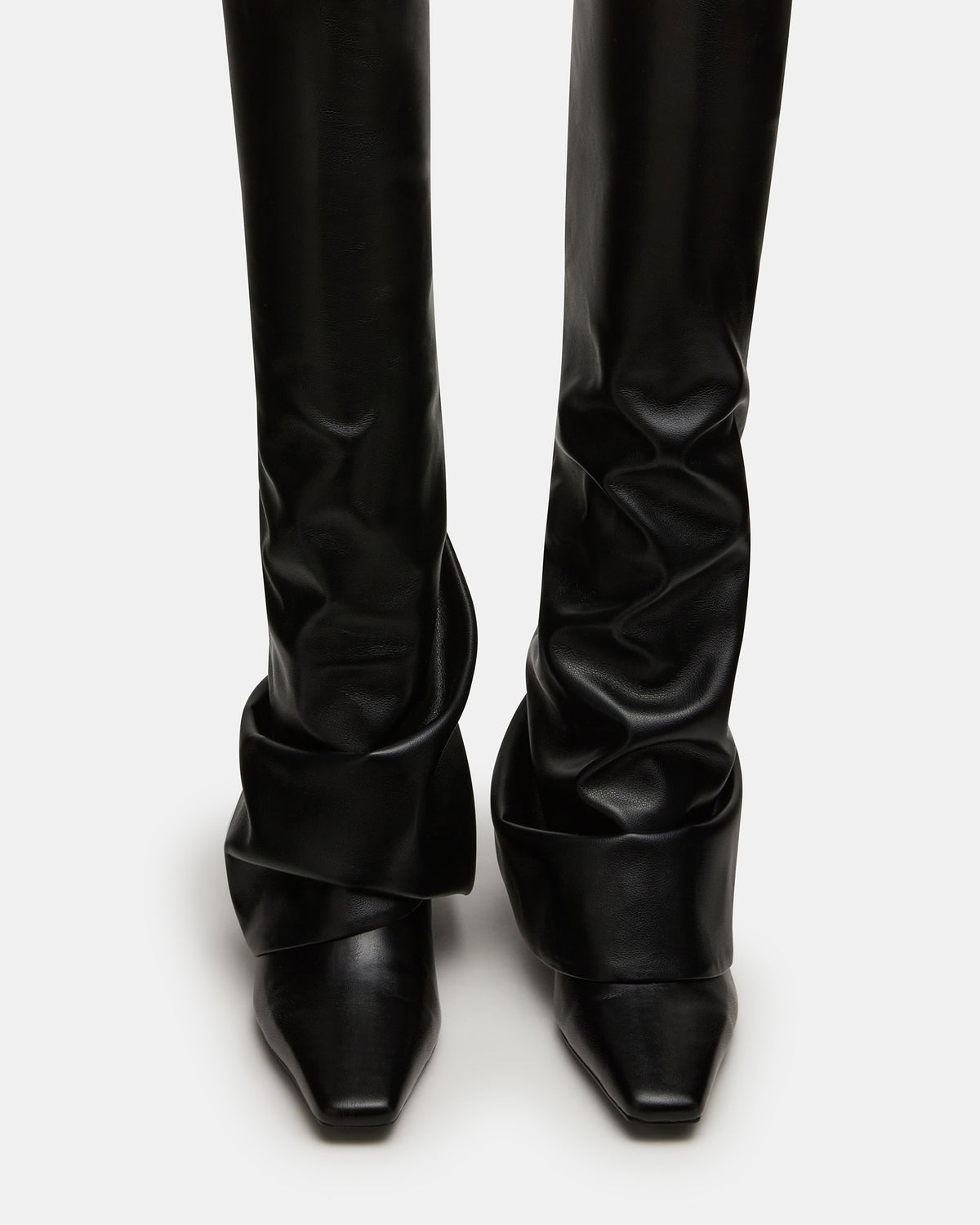 TATIANA Black Square Toe Cuffed Knee-High Women's Boot | Steve Madden