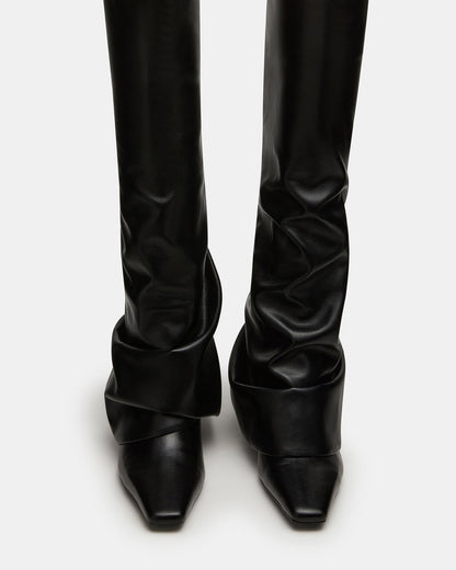 TATIANA Black Square Toe Cuffed Knee-High Women's Boot | Steve Madden
