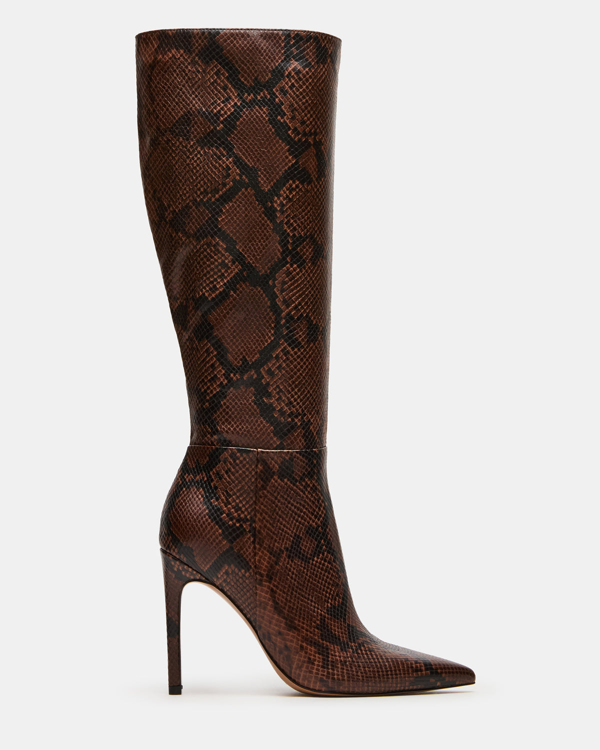 NITRO Brown Snake Pointed-Toe Stiletto Heel Knee-High Women's Boots | Steve Madden