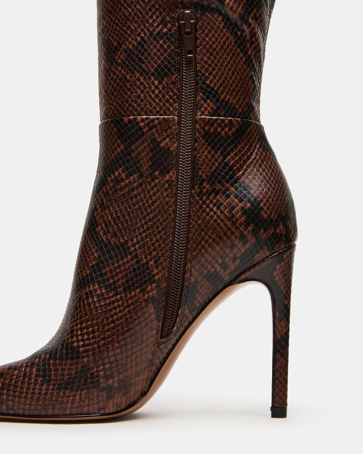 NITRO Brown Snake Pointed-Toe Stiletto Heel Knee-High Women's Boots | Steve Madden