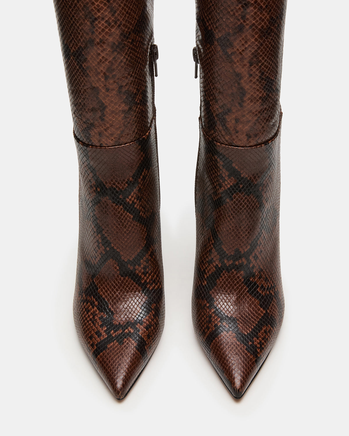 NITRO Brown Snake Pointed-Toe Stiletto Heel Knee-High Women's Boots | Steve Madden