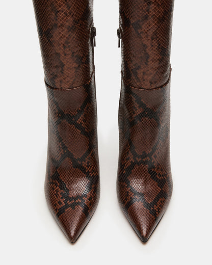 NITRO Brown Snake Pointed-Toe Stiletto Heel Knee-High Women's Boots | Steve Madden