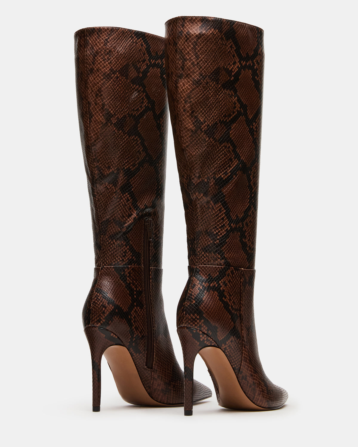 NITRO Brown Snake Pointed-Toe Stiletto Heel Knee-High Women's Boots | Steve Madden