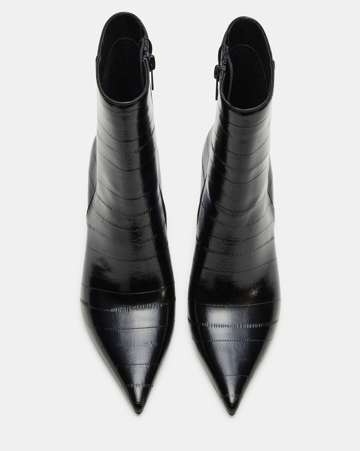 AUDREANA Black Eel Pointed-Toe Block Heel Women's Ankle Boot | Steve Madden