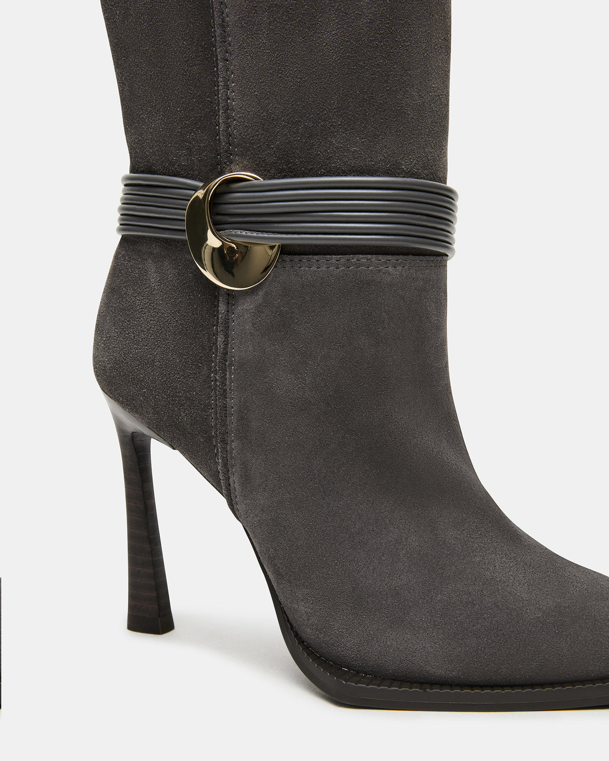 KYNDALL Grey Suede Pointed-Toe Stiletto Heeled Knee-High Women's Boot | Steve Madden