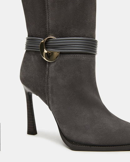 KYNDALL Grey Suede Pointed-Toe Stiletto Heeled Knee-High Women's Boot | Steve Madden