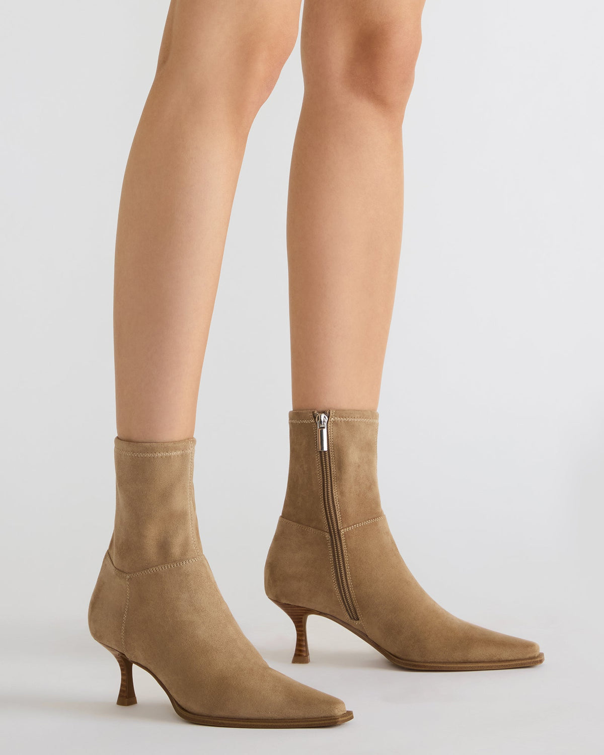 STASIA Taupe Pointed-Toe Kitten Heel Women's Ankle Boot | Steve Madden