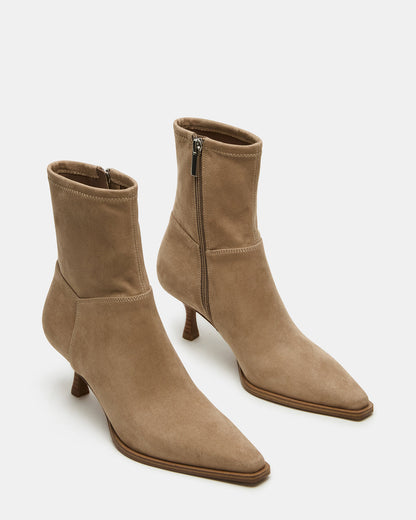 STASIA Taupe Pointed-Toe Kitten Heel Women's Ankle Boot | Steve Madden