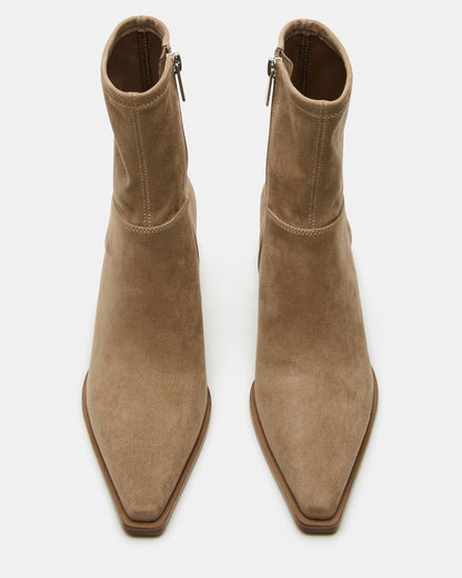 STASIA Taupe Pointed-Toe Kitten Heel Women's Ankle Boot | Steve Madden