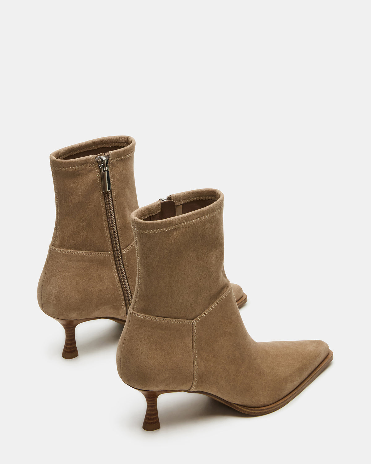 STASIA Taupe Pointed-Toe Kitten Heel Women's Ankle Boot | Steve Madden