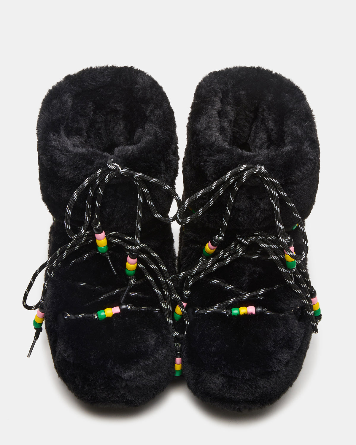 MIRO Black Faux Fur Chunky Lace-Up Women's Bootie | Steve Madden