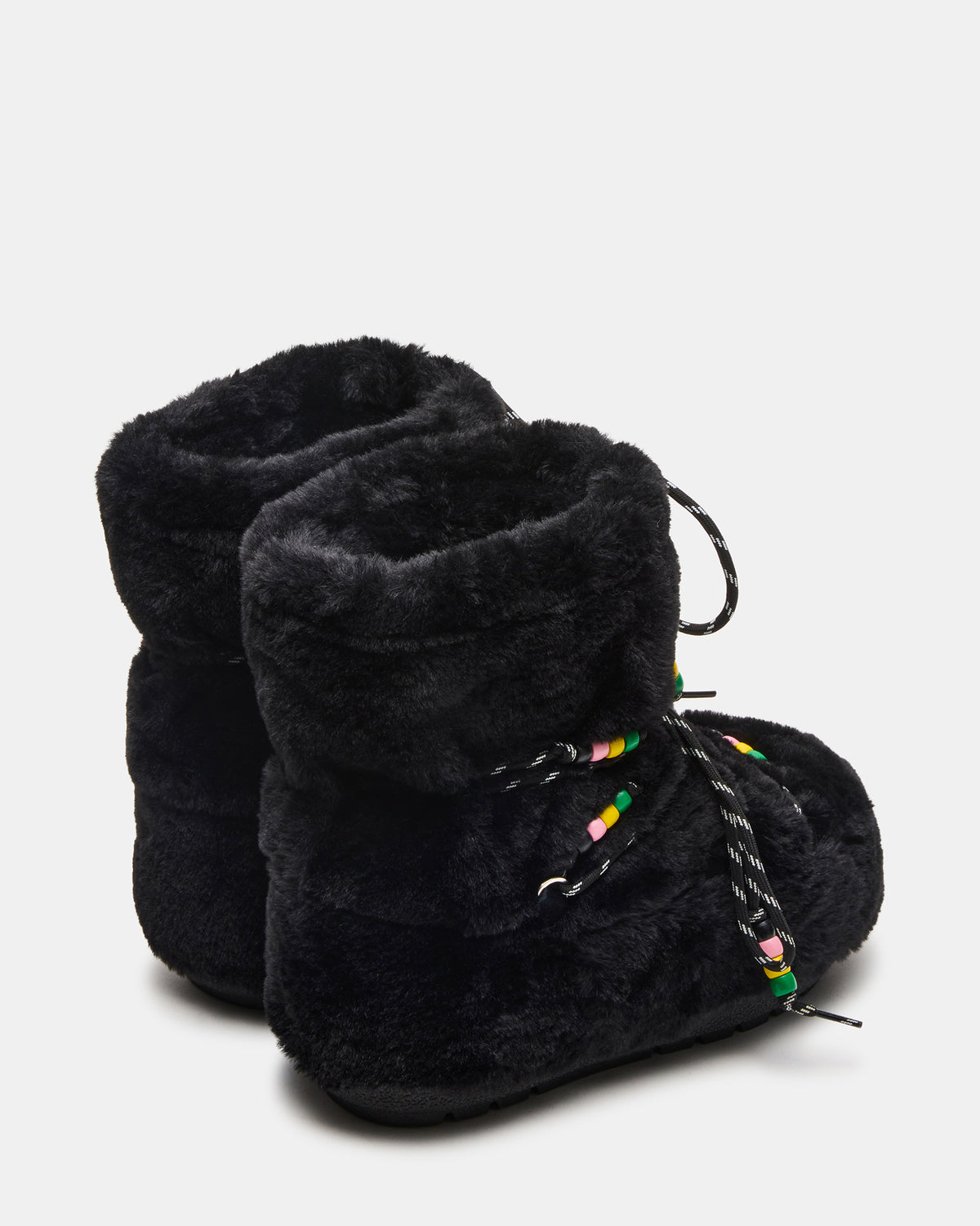 MIRO Black Faux Fur Chunky Lace-Up Women's Bootie | Steve Madden