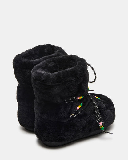 MIRO Black Faux Fur Chunky Lace-Up Women's Bootie | Steve Madden