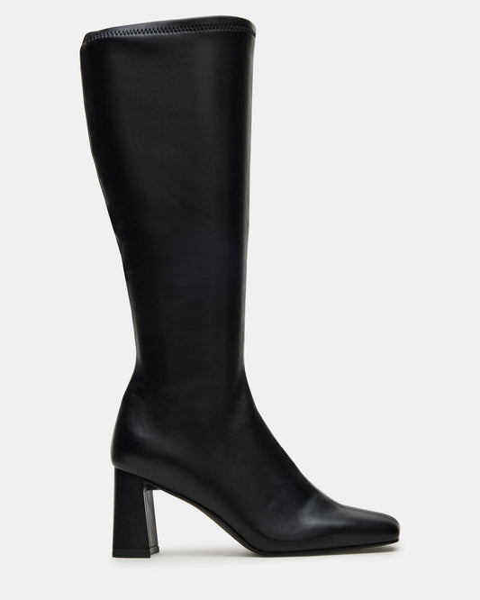 HOLLY Black Wide Calf Women's Knee-High Square-Toe Boot | Steve Madden