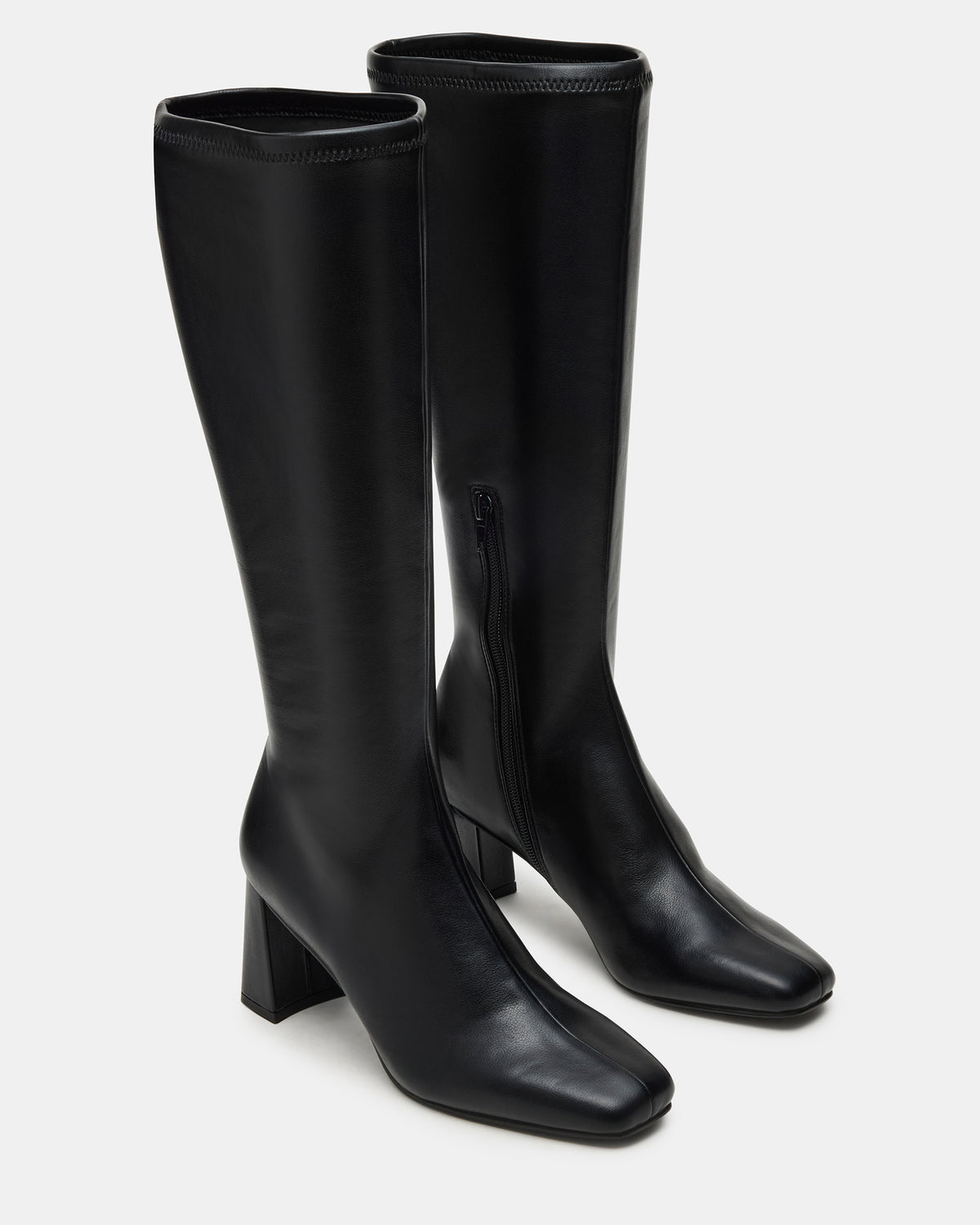 HOLLY Black Wide Calf Women's Knee-High Square-Toe Boot | Steve Madden