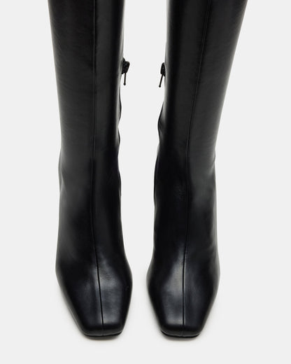 HOLLY Black Wide Calf Women's Knee-High Square-Toe Boot | Steve Madden