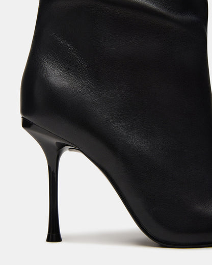 ALLURING Black Leather Over-The-Knee Square-Toe Heeled Women's Boot | Steve Madden