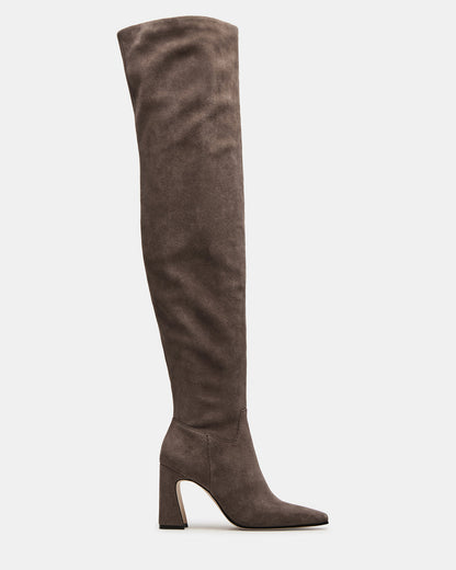 STRATUS Grey Suede Over-The-Knee Boot | Women's Boots | Steve Madden