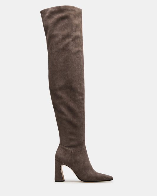STRATUS Grey Suede Over-The-Knee Boot | Women's Boots | Steve Madden