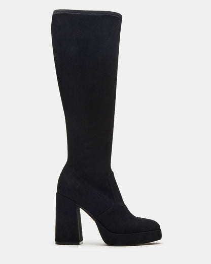 TWAIN Black Wide Calf Knee-High Block Heel Women's Boot | Steve Madden