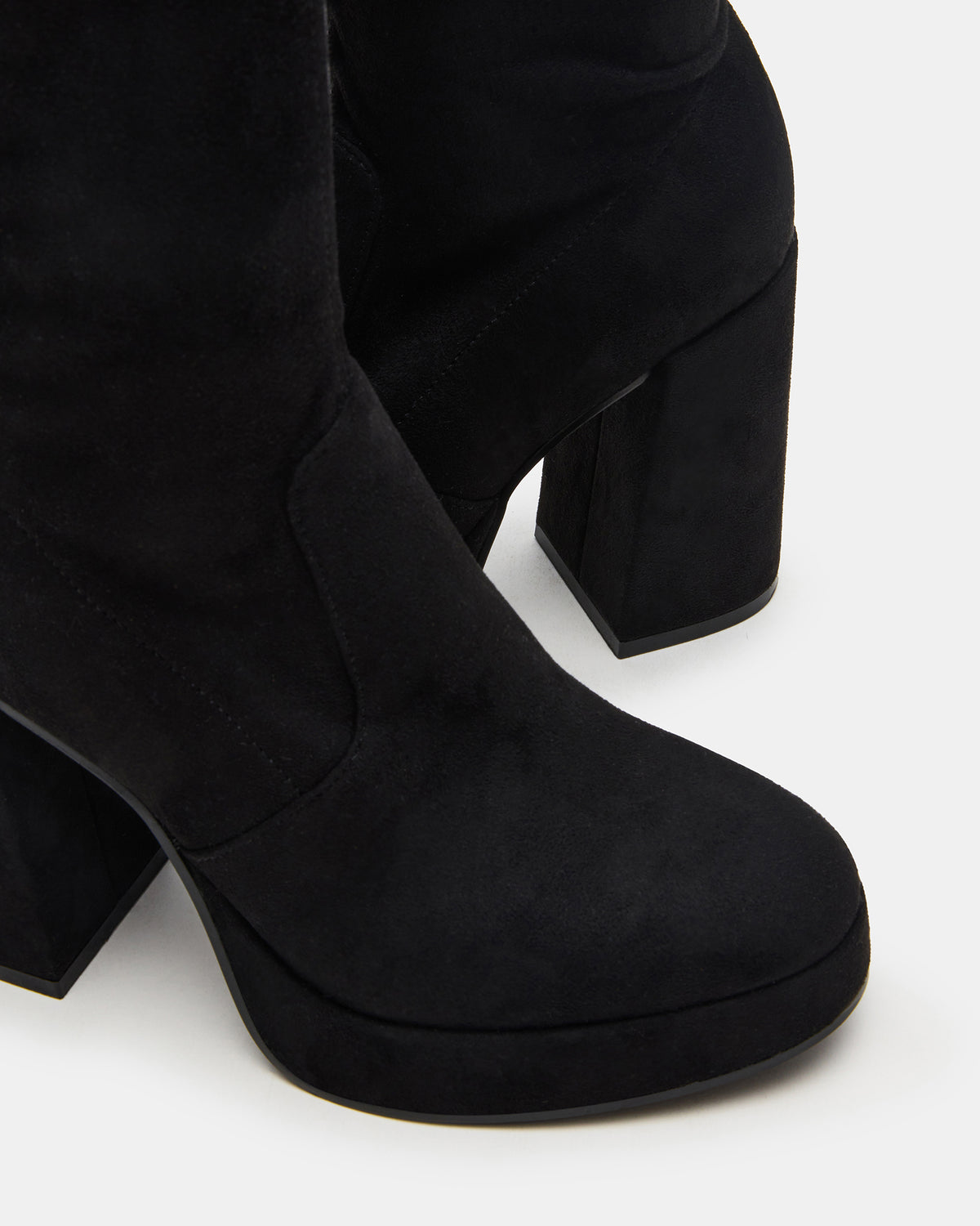 TWAIN Black Wide Calf Knee-High Block Heel Women's Boot | Steve Madden