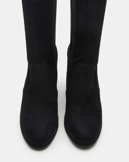 TWAIN Black Wide Calf Knee-High Block Heel Women's Boot | Steve Madden