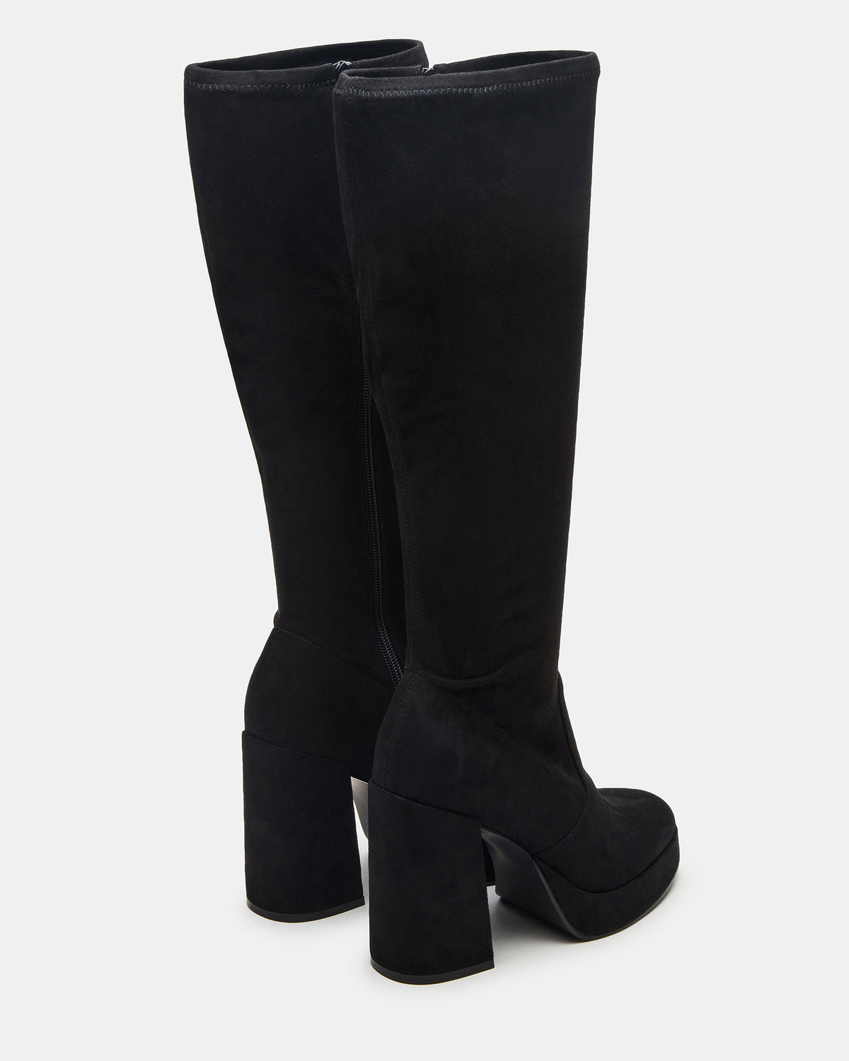 TWAIN Black Wide Calf Knee-High Block Heel Women's Boot | Steve Madden