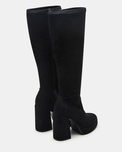 TWAIN Black Wide Calf Knee-High Block Heel Women's Boot | Steve Madden