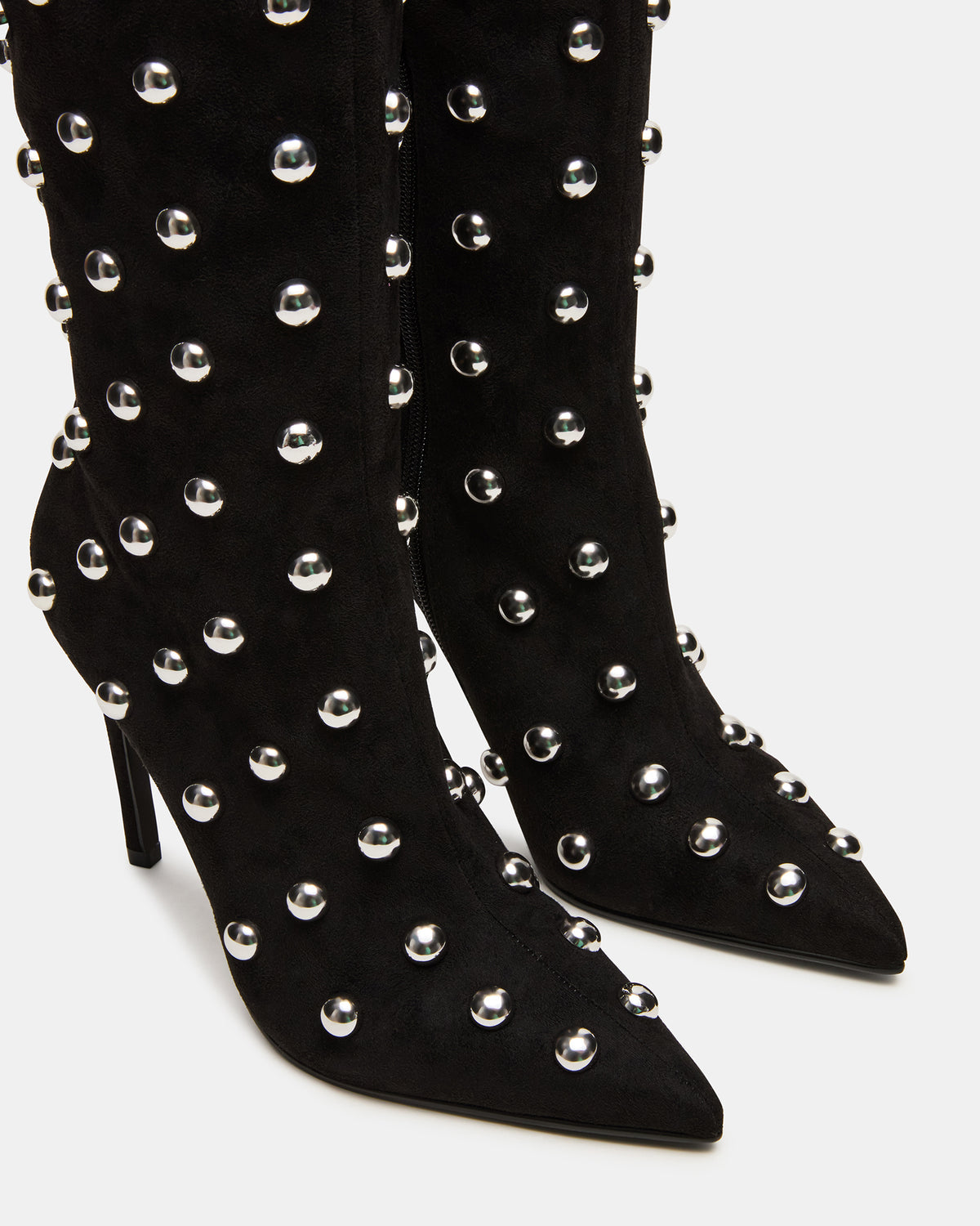 NITRO Black Studs Pointed-Toe Stiletto Heel Knee-High Women's Boots | Steve Madden