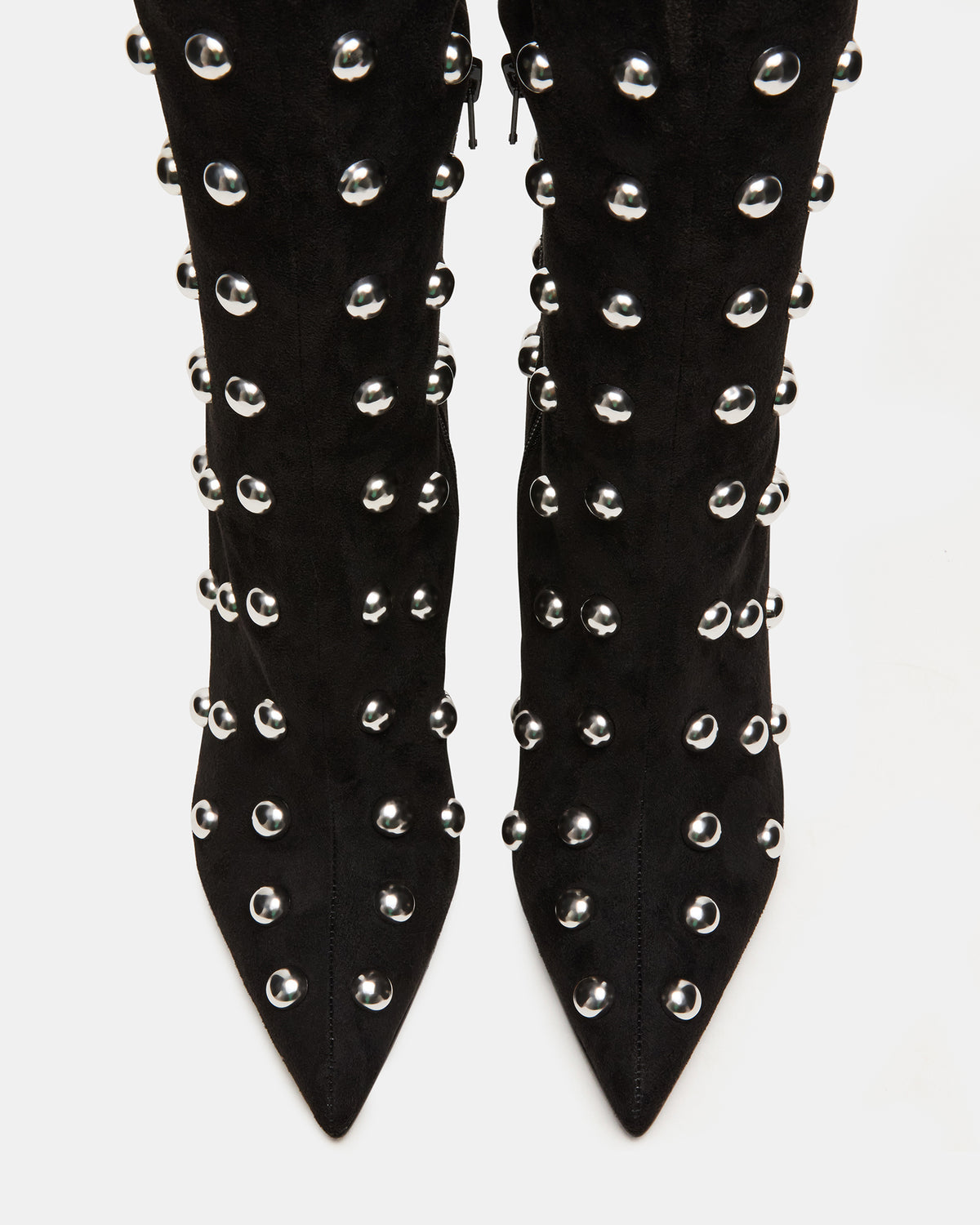 NITRO Black Studs Pointed-Toe Stiletto Heel Knee-High Women's Boots | Steve Madden