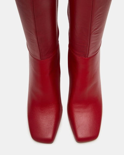 ELLIOT Red Square-Toe Knee-High Block Heel Women's Boot | Steve Madden
