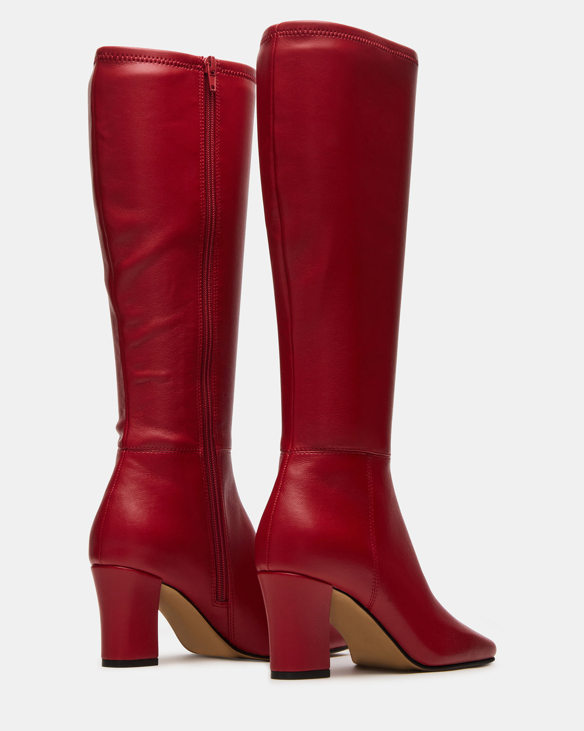 ELLIOT Red Square-Toe Knee-High Block Heel Women's Boot | Steve Madden