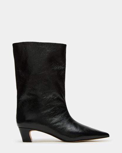 LYTTON Black Patent Pointed-Toe Kitten Heel Women's Ankle Boot | Steve Madden