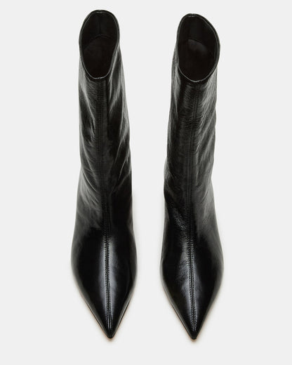 LYTTON Black Patent Pointed-Toe Kitten Heel Women's Ankle Boot | Steve Madden