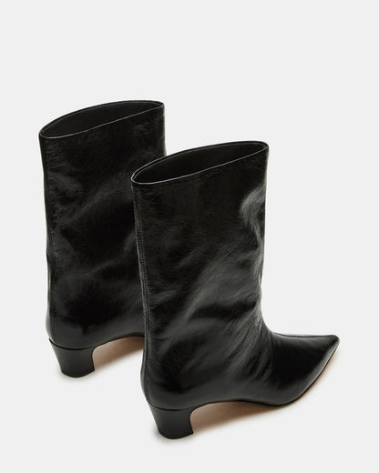LYTTON Black Patent Pointed-Toe Kitten Heel Women's Ankle Boot | Steve Madden