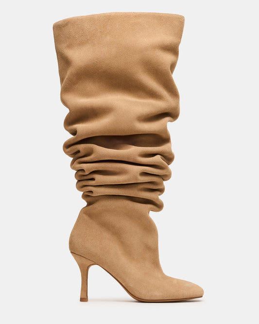 ALLISON Taupe Suede Over-The-Knee Heeled Women's Boot | Steve Madden