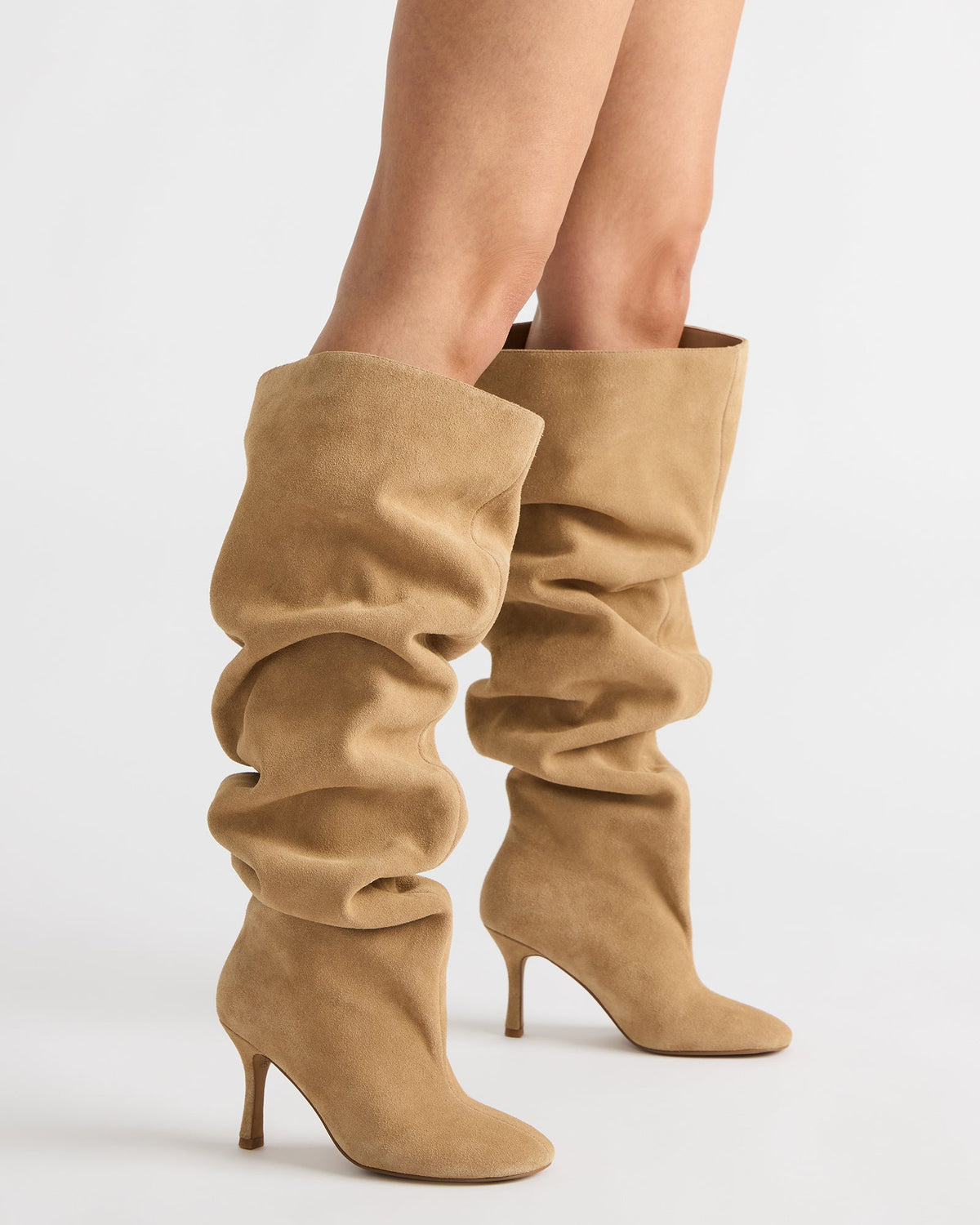 ALLISON Taupe Suede Over-The-Knee Heeled Women's Boot | Steve Madden