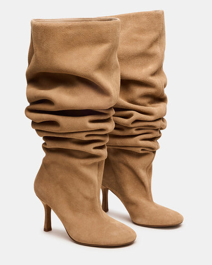 ALLISON Taupe Suede Over-The-Knee Heeled Women's Boot | Steve Madden