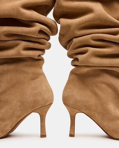 ALLISON Taupe Suede Over-The-Knee Heeled Women's Boot | Steve Madden