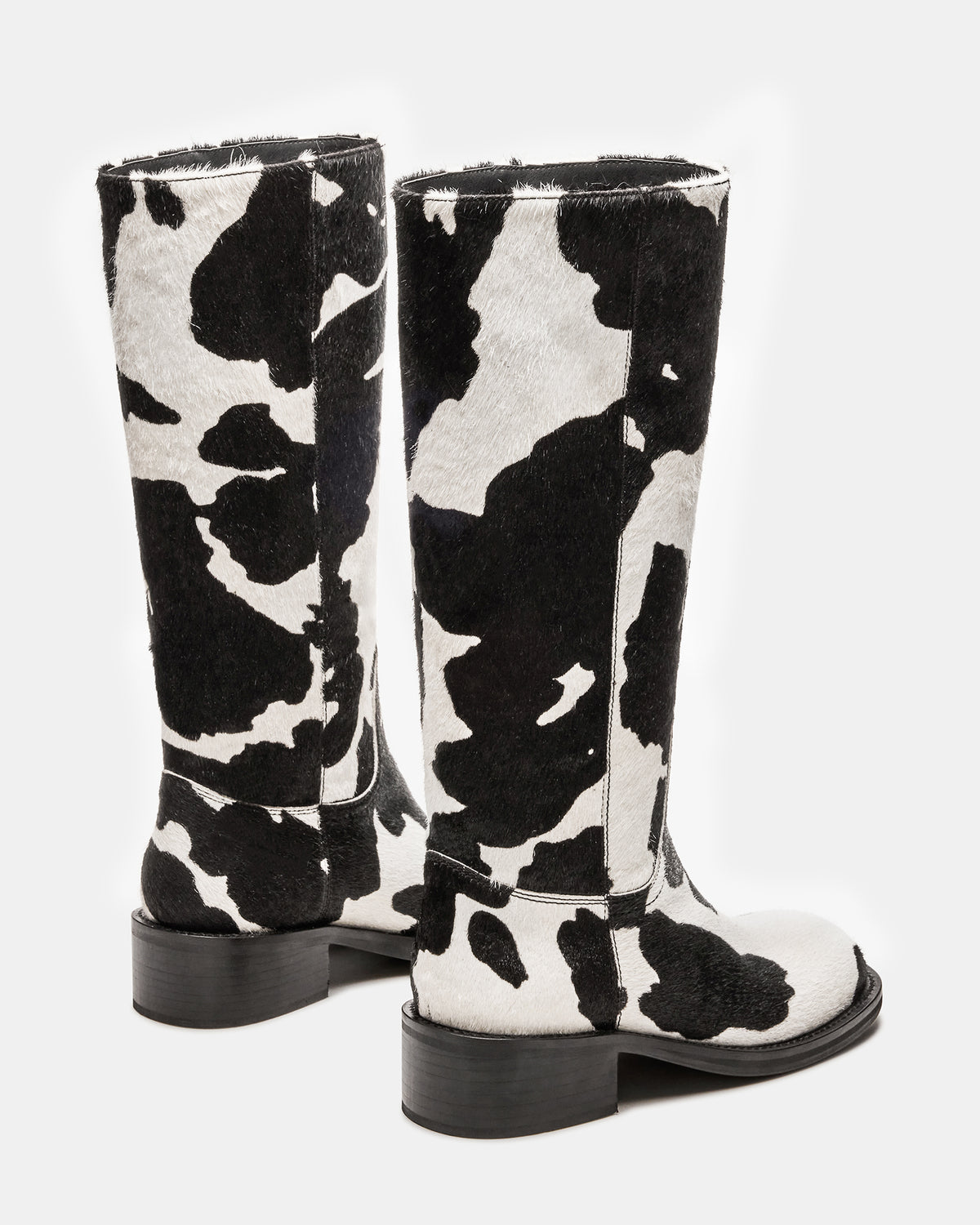 RIGGS Black Cow Print Square-Toe Women's Boot | Steve Madden