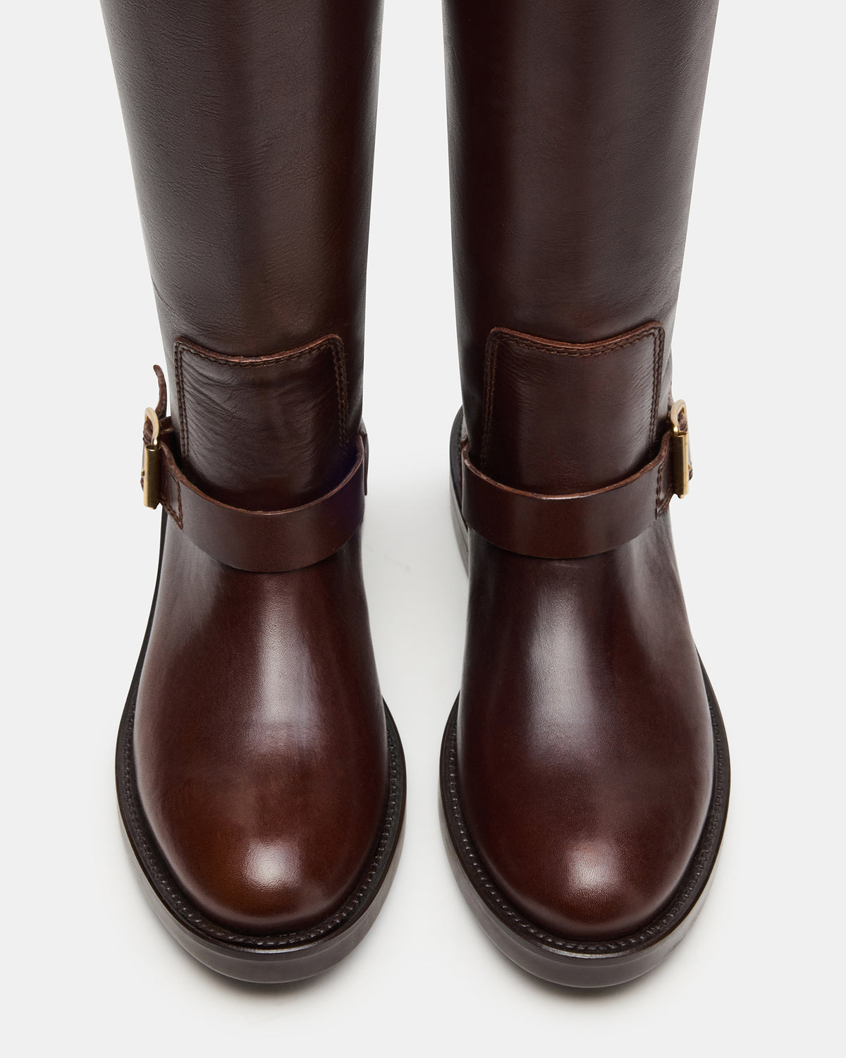 SADY Brown Leather Knee-High Rounded Toe Women's Boot | Steve Madden