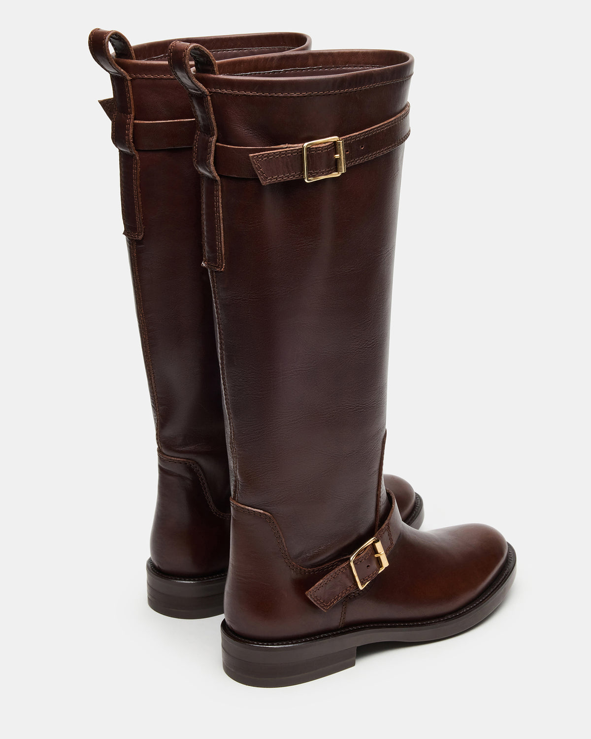SADY Brown Leather Knee-High Rounded Toe Women's Boot | Steve Madden