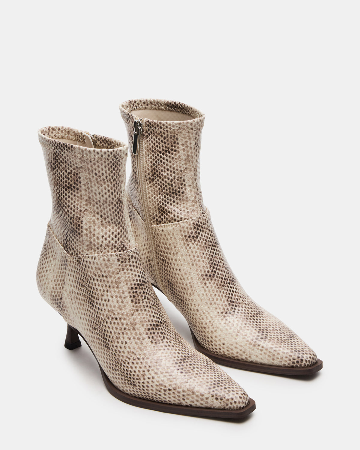 STASIA Natural Snake Pointed-Toe Kitten Heel Women's Ankle Boot | Steve Madden