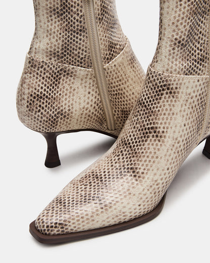 STASIA Natural Snake Pointed-Toe Kitten Heel Women's Ankle Boot | Steve Madden