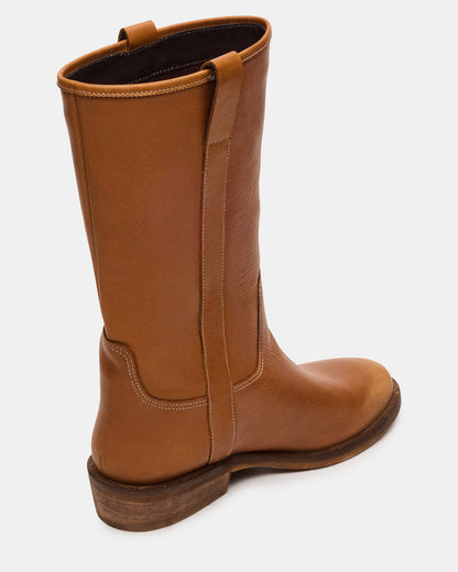 DUNSTER Tan Leather Wood Bottom Women's Boot | Steve Madden