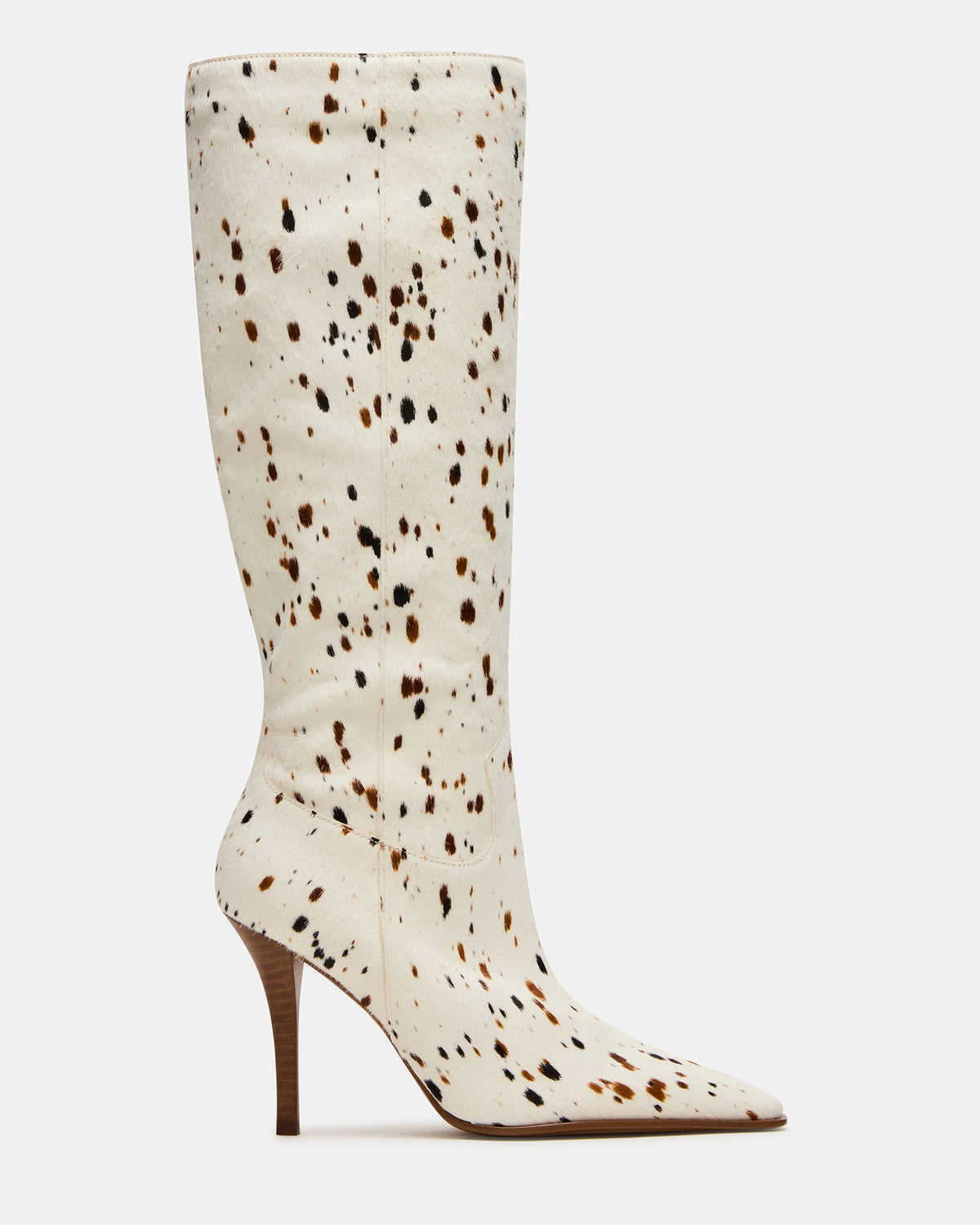 WESCOT Brown Cow Print quare-Toe Knee-High Heeled Women's Boot | Steve Madden