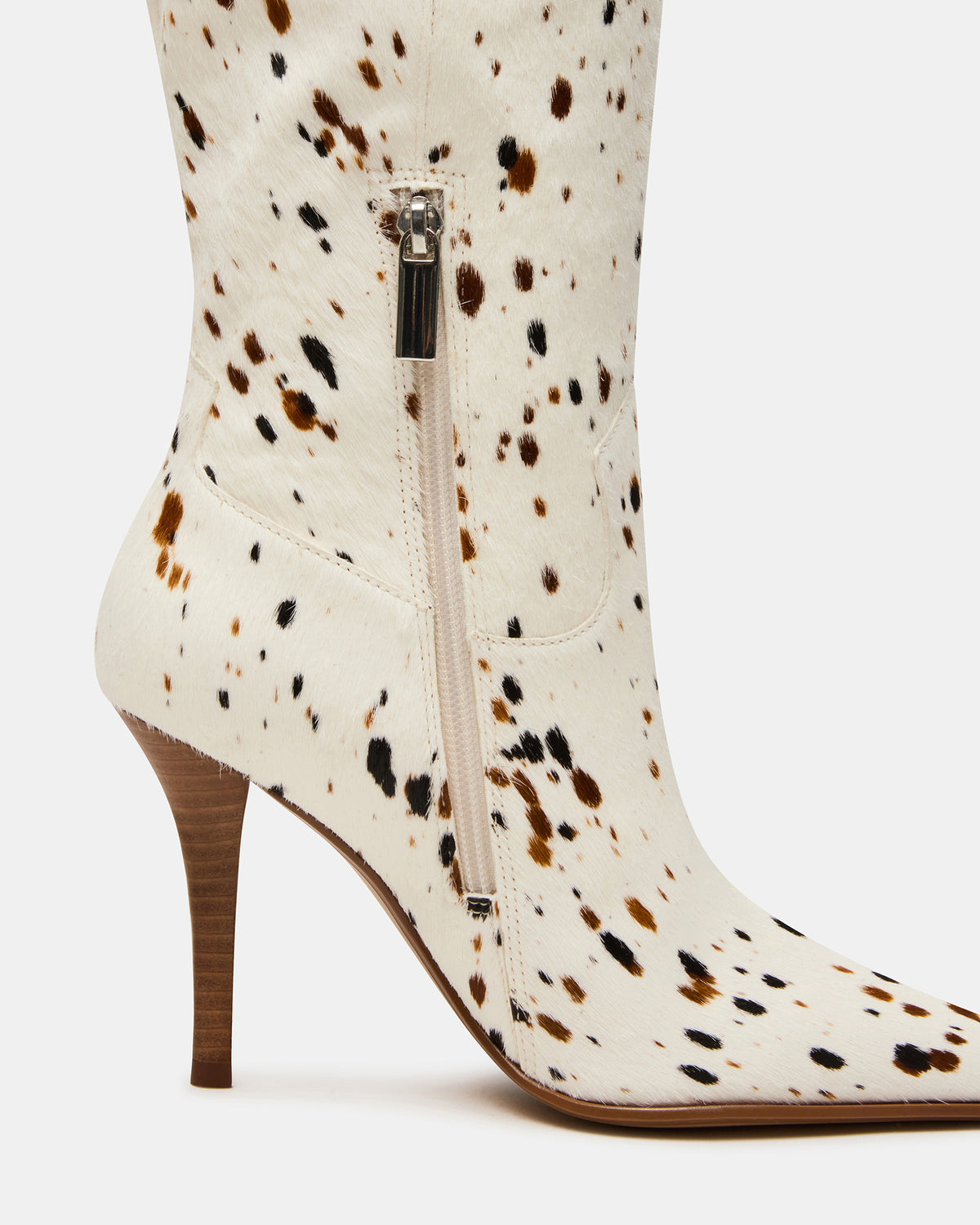 WESCOT Brown Cow Print quare-Toe Knee-High Heeled Women's Boot | Steve Madden