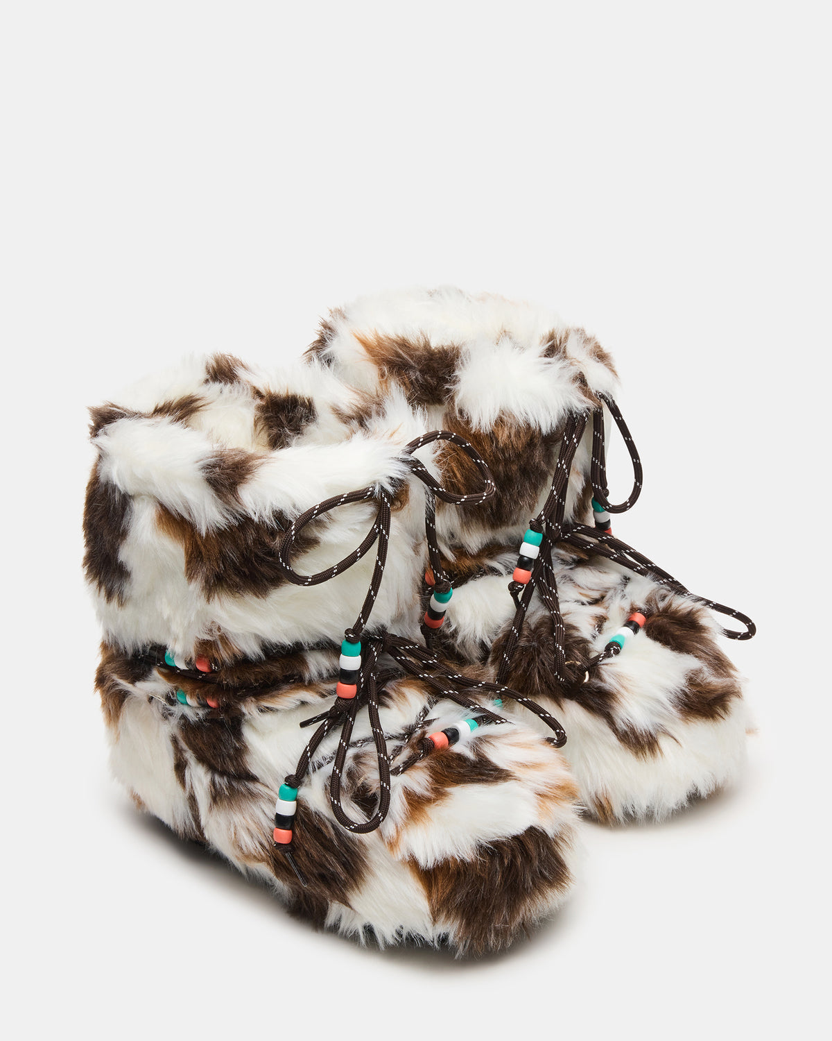 MIRO Brown Multi Faux Fur Chunky Lace-Up Women's Bootie | Steve Madden