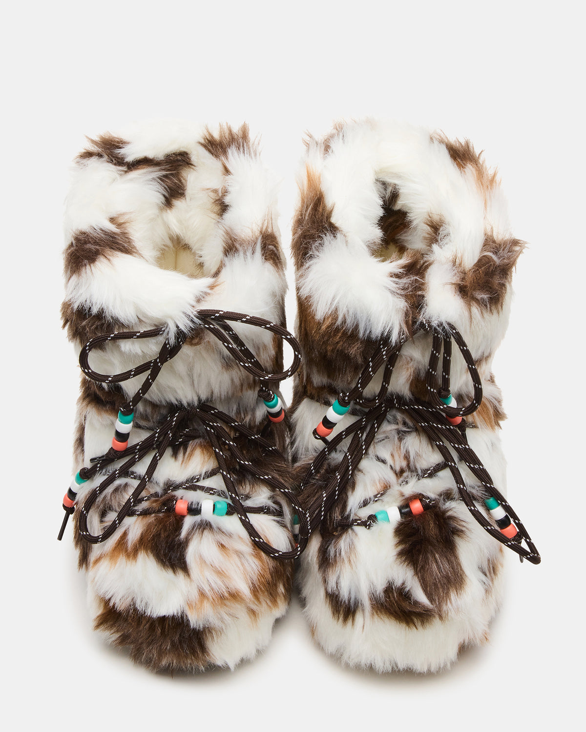 MIRO Brown Multi Faux Fur Chunky Lace-Up Women's Bootie | Steve Madden